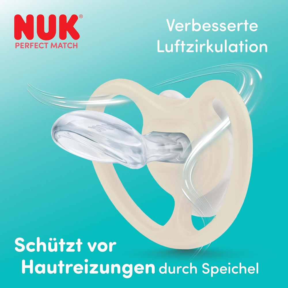 Suzete NUK Perfect Match Air pentru bebeluși | 6-18 luni | Suzete ortodontice care promovează circulația aerului și previn erupțiile cutanate cauzate de salivație | Acceptare 95% de către bebeluși** | Disney Minnie Mouse | Pachet de 2