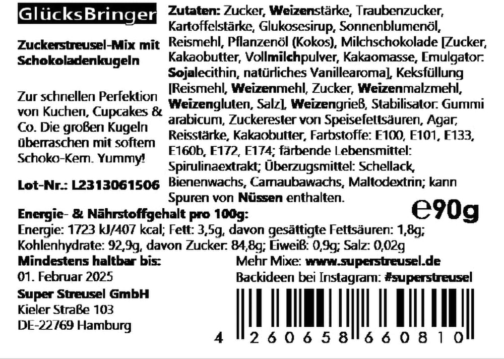 Super Streusel, Glücksbringer, grüne Zuckerstreusel, 90 Gramm Streusel Naty Shop