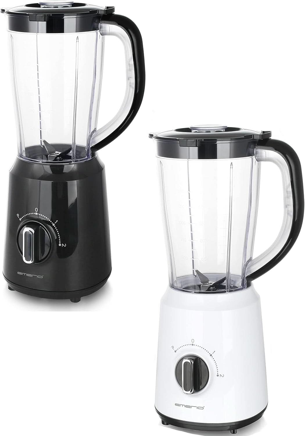 Emerio Standmixer BPA Frei Crush Ice Funktion 1.5L Behälter 2 Geschwindigkeiten + Pulse Funktion Messereinheit Aus Edelstahl Sicherheitsschalter Geschirrspülgeeignet 500 Watt BL-12816.8 Schwarz Bucatarie Naty Shop