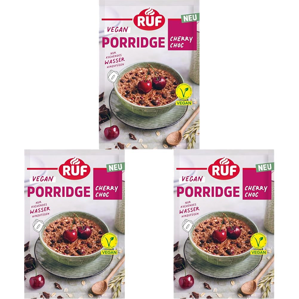 RUF Veganer Porridge mit Nüssen und Hafer, Haferflocken mit Mandeln, Haselnüssen und Leinsamen, einfach zuzubereiten, im praktischen Portionsbeutel, 1 x 60 g