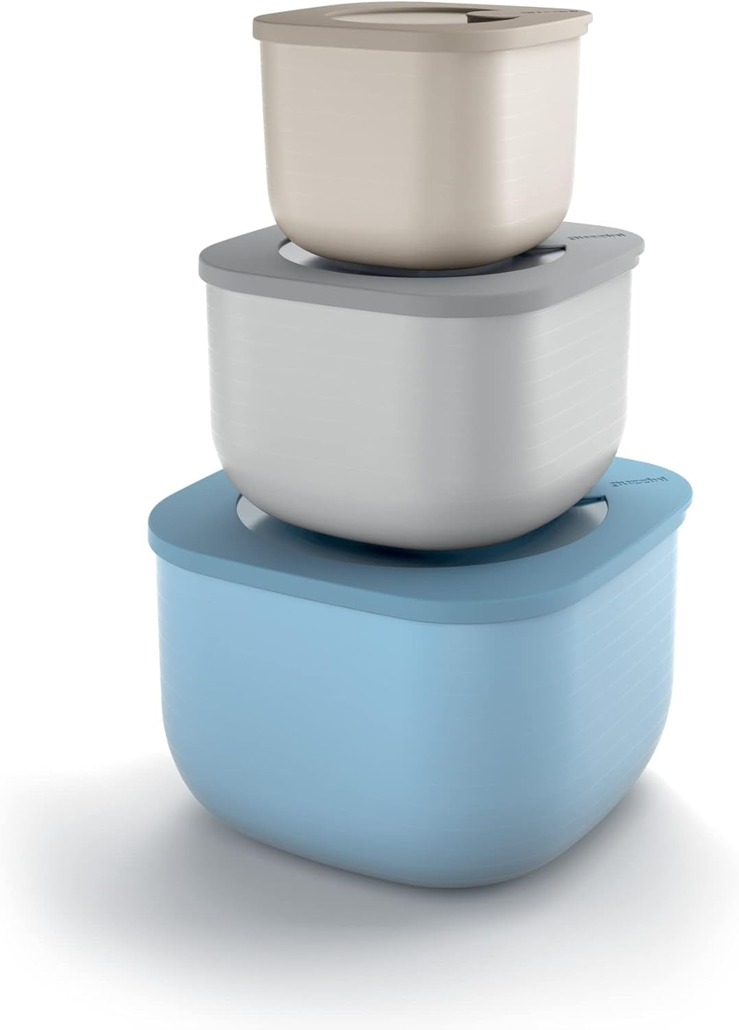 Guzzini - Kitchen Active Design, STORE&MORE Set de 3 cutii etanșe pentru frigider/congelator/microunde, înalte - 19,5 x 19,5 x h12,3 cm | 750/1550/2800 cc- 17070852 Cutii depozitare alimente Naty Shop 19.5 X 19.5 X 12.3 Cm Singur
