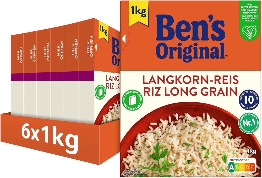BEN'S ORIGINAL™ Langkornreis, im Beutel gekocht, 10 Minuten, 6 x 1 kg