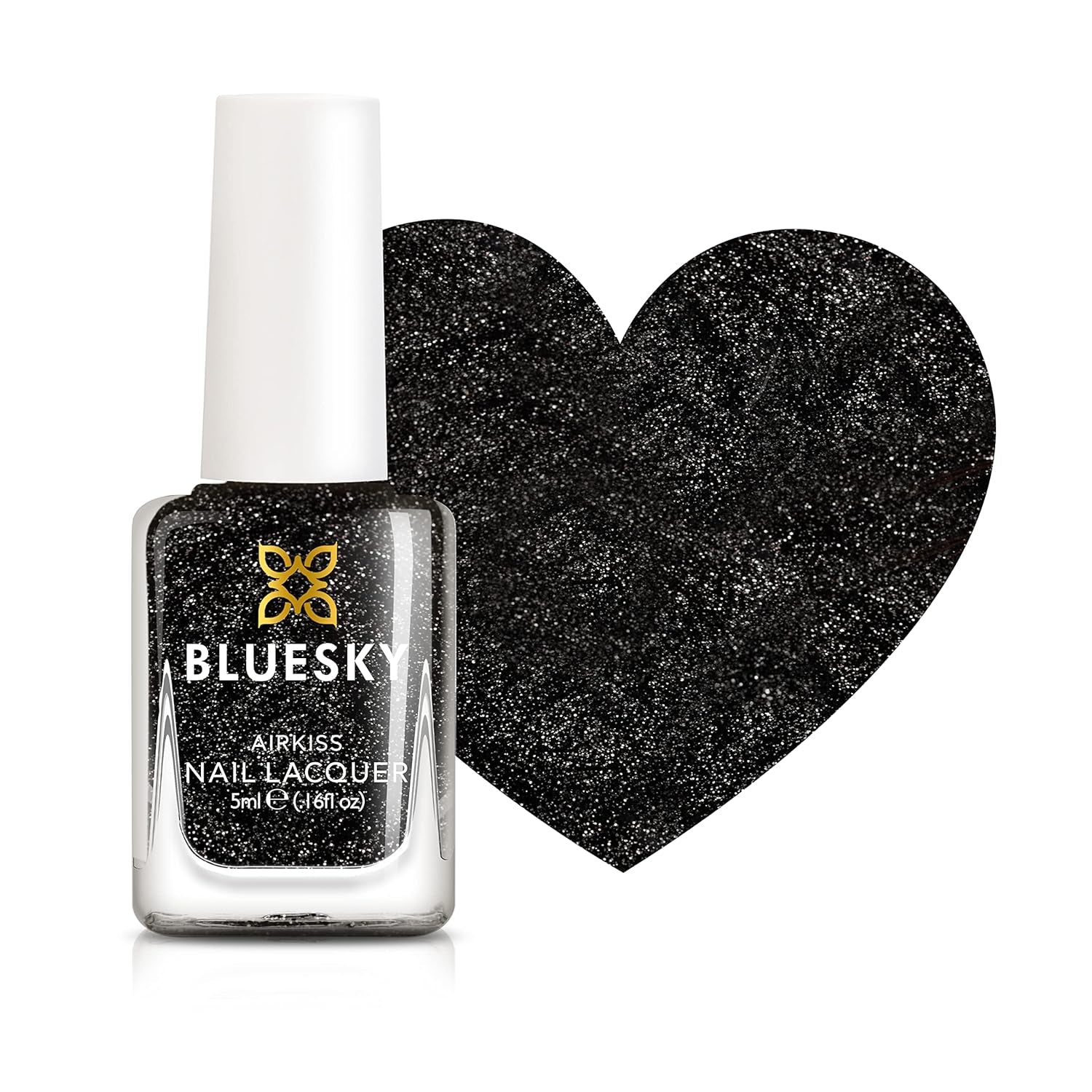 Bluesky Kinder-Nagellack – Rockstar, schwarzer Glitzer, leicht zu entfernen, ungiftig, auf Wasserbasis, geruchlos – kostenloser Nagellack für Kinder, 5 ml, 1 Stück