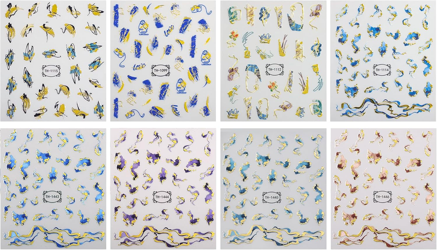 JMEOWIO Nagelsticker Marmor French Tip 8 Blatt Nail Art Sticker Selbstklebend Nagelaufkleber Dekoration Nageldesign Zubehör