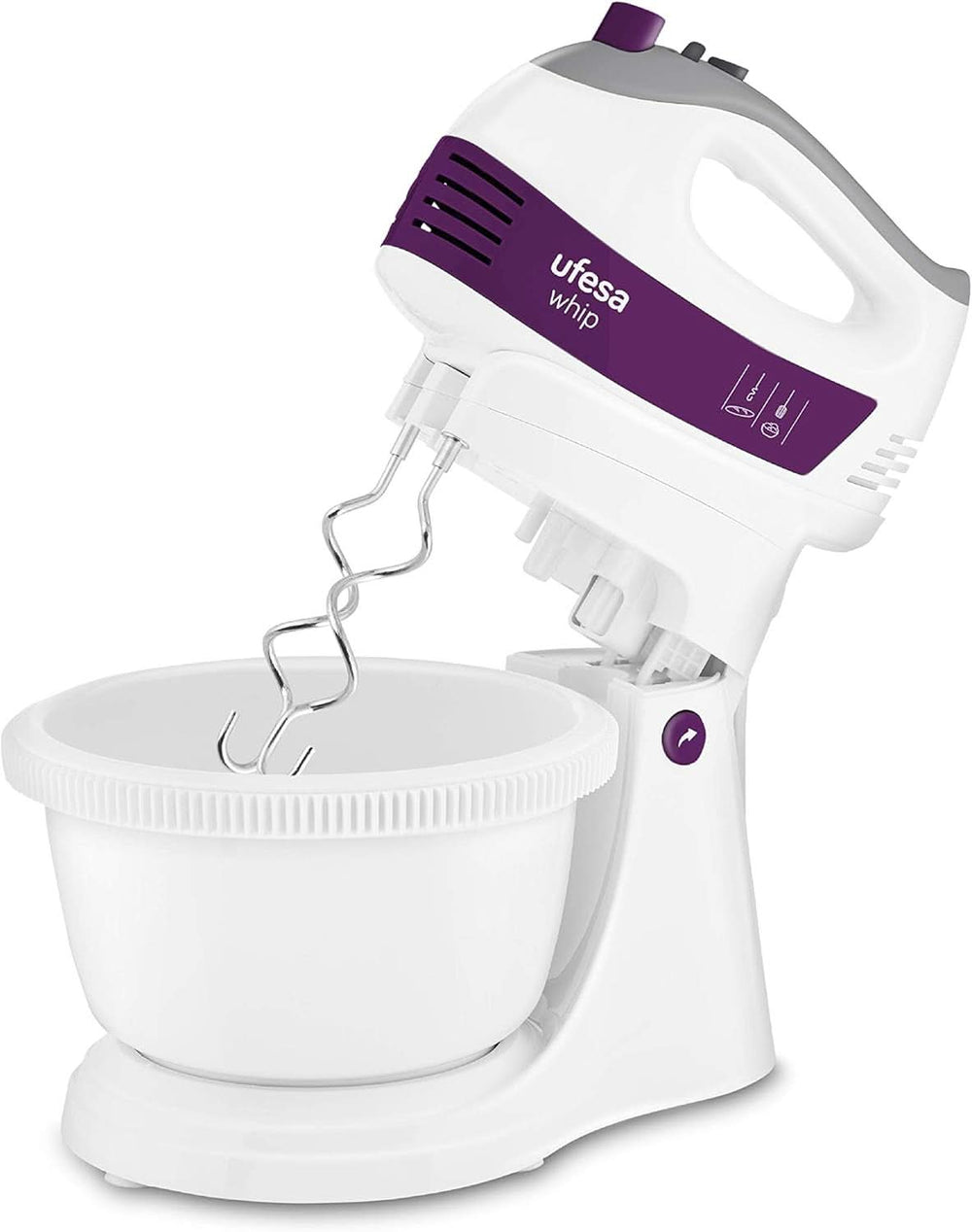 Ufesa BV4655 Elektrischer Handrührer Mit Rührschüssel |Küchenmaschine – Knetmaschine - 400 Watt – 2 in 1 Funktion| 5 Geschwindigkeitsstufen – Turbo | 2 Knethaken -2 Schneebesen | Soft-Touch-Griff Mama si Copilul Naty Shop
