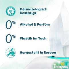 Pampers Harmony Aqua Feuchttücher, 15 Packungen mit je 48 Tüchern – insgesamt 720 Tücher, helfen dabei, den natürlichen pH-Wert der Haut wiederherzustellen, leichte Lotion 99 % Wasser