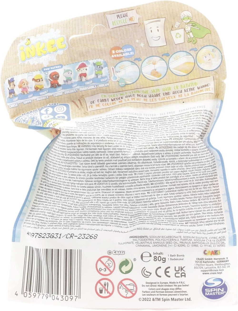INKEE SURPRISE PAW PATROL, Badebombe für Kinder mit Überraschung, Cola-Geschmack, Schaumeffekt, 80 Gramm Dusche und Bad Naty Shop