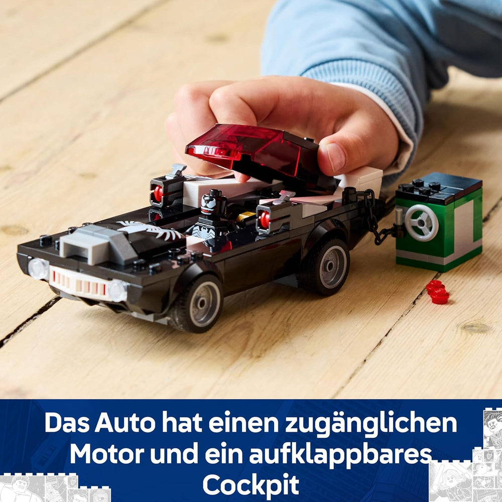 LEGO | Marvel Spider-Man Mech Vs. Venom Muscle Car – Auto Spielzeug mit 3 Superhelden Minifiguren – Modellauto mit Shootern – Geschenk für Jungen und Mädchen ab 7 Jahren 76309