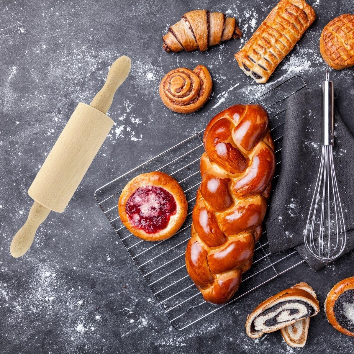 Fackelmann 521146 Nudelholz klein Holz Nudelholz Holz 23,5 x 4,5 cm braun