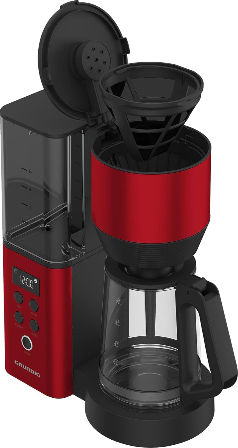 Espressor digital cu filtru GRUNDIG KM8440, roșu, 1000 W, 1,25 litri