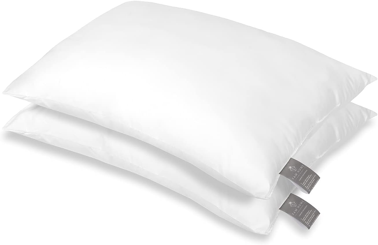 FAM Home Pernă 80X80 Set de 2 Microfibre moi - Pernă 80X80 Suferă de alergii Cu suport optim pentru gât și cap - Pernă interioară Respirabilă Reglarea umidității Antibacteriană Perne ortopedice cervicale Naty Shop Set de 2 50X80 Cm