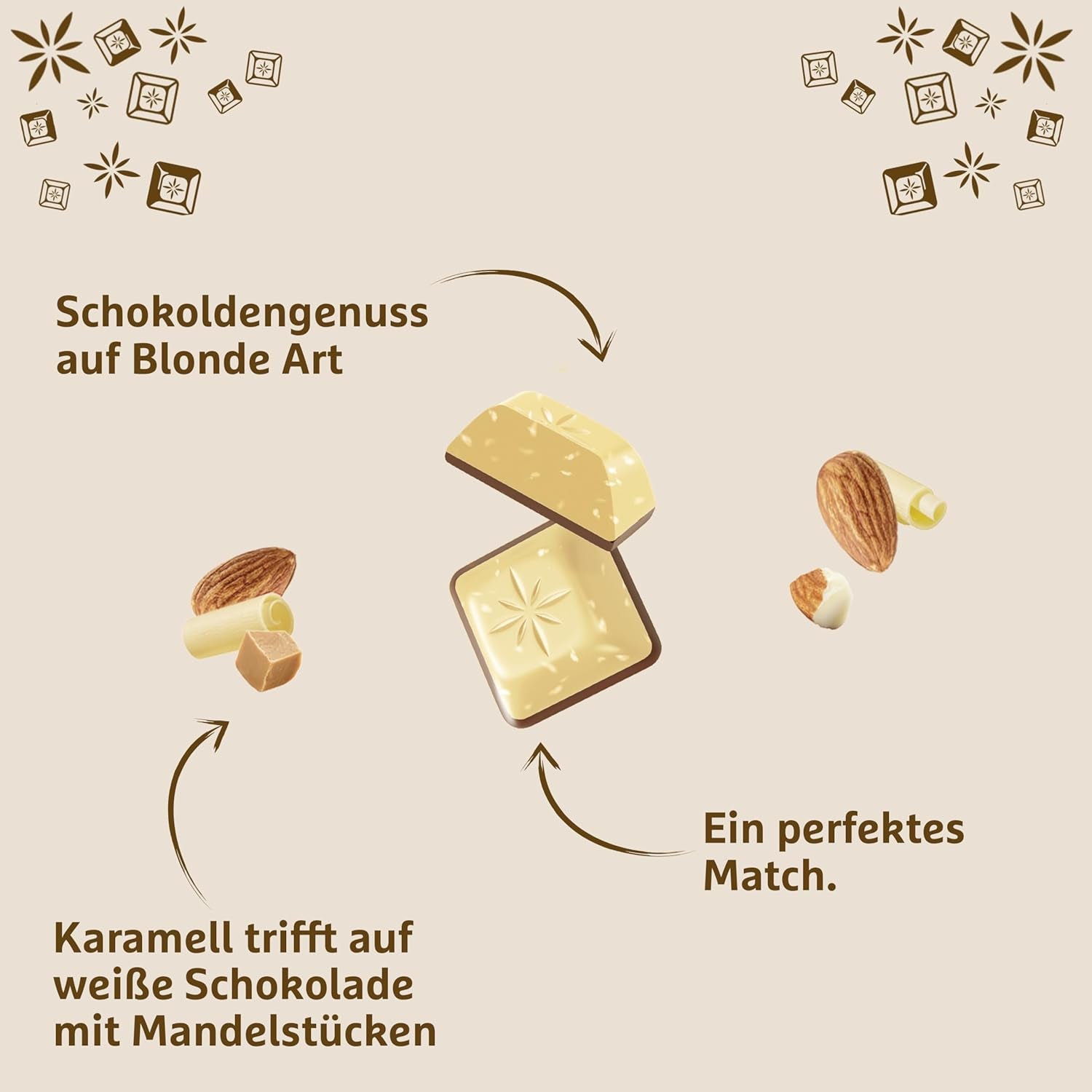 Schogetten Blonde Mandel | Weiße Schokolade mit Karamell- und Mandelstückchen | 100 g | Praktisch portioniert (2er-Pack)