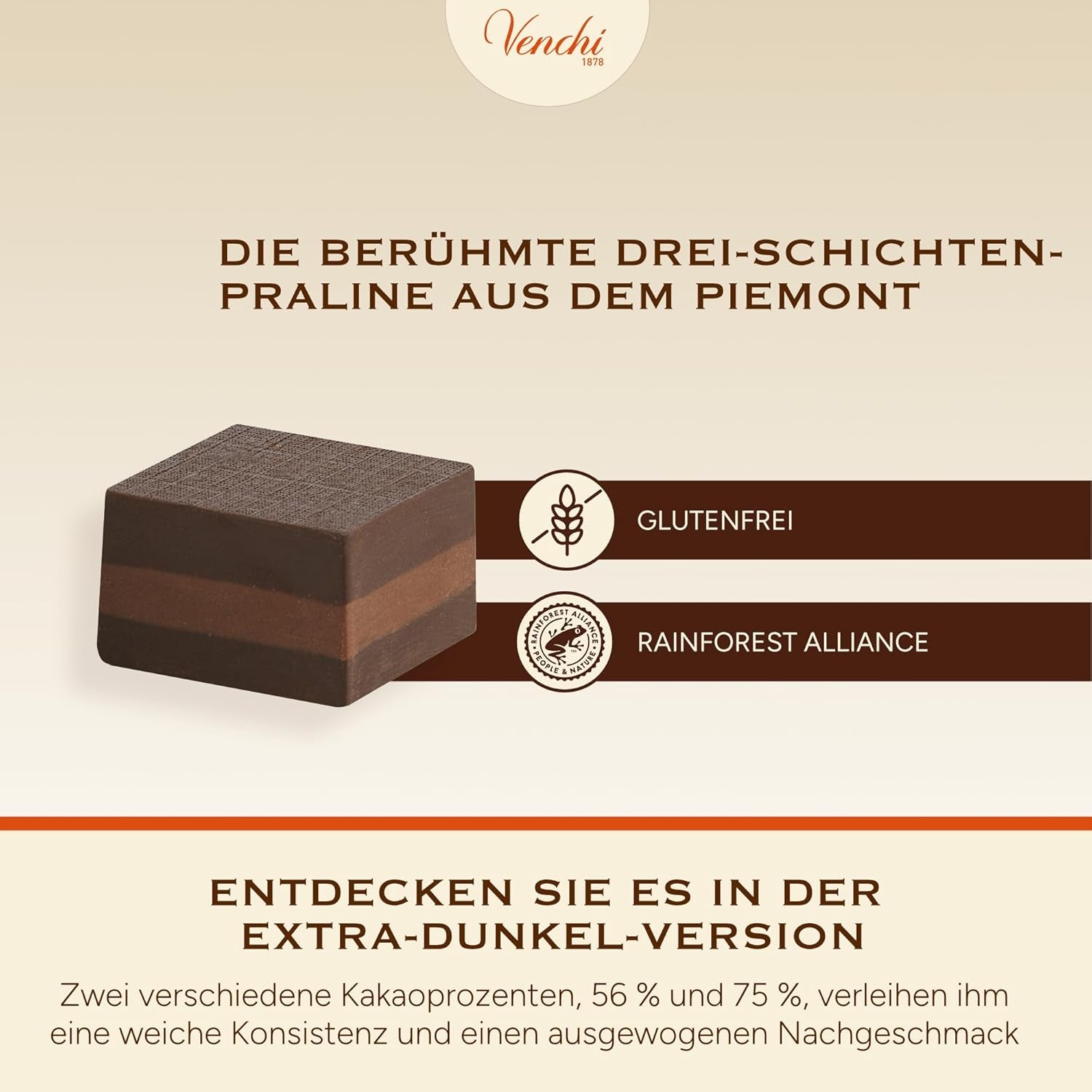 Venchi - Cremino Extra Black Chocolate - Dunkle Schokolade mit Mandelpaste und „Piemonteser Waldhaselnüssen g.g.A.“, 1 kg, glutenfrei, ohne Farbstoffe und ohne Konservierungsstoffe