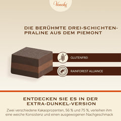 Venchi - Cremino Extra Black Chocolate - Dunkle Schokolade mit Mandelpaste und „Piemonteser Waldhaselnüssen g.g.A.“, 1 kg, glutenfrei, ohne Farbstoffe und ohne Konservierungsstoffe