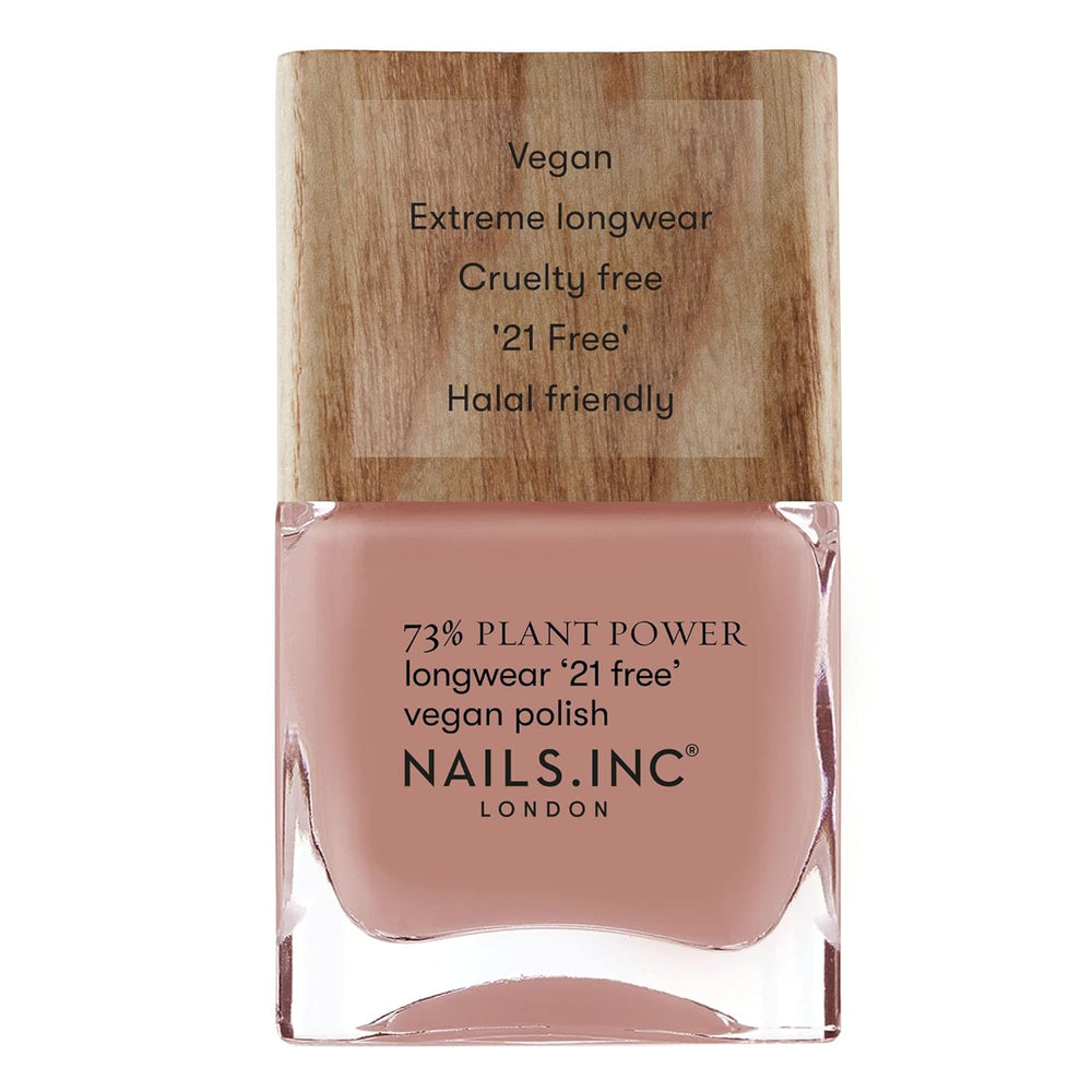 Nails Inc – GLOWING SOMMEWHERE Plant Power Veganer Nagellack – 73 % pflanzlich, 100 % vegan und frei von Tierversuchen – perfekte Maniküre, funkelnde Perle – für umweltfreundliche Nagelkunst