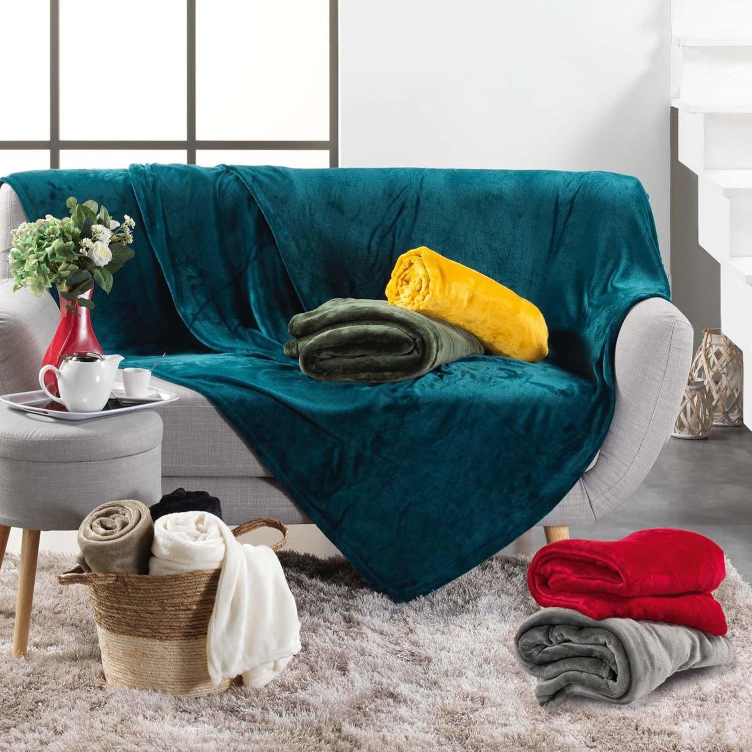 Douceur D'Intérieur, Flanelldecke, 125 x 150 cm, Rosa, Flanellbettdecken und Steppdecken Naty Shop