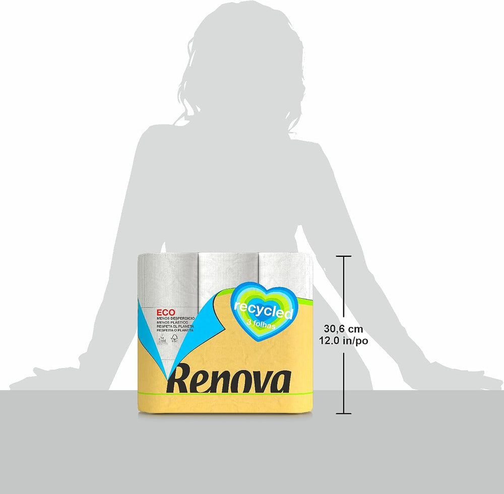 Hârtie igienică Renova 100% RECICLATĂ 9 role, albă, normală