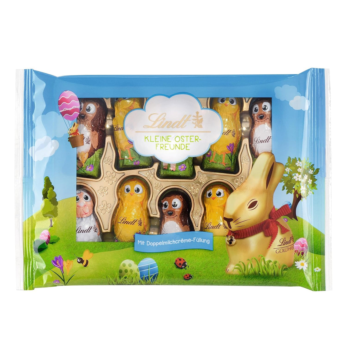 Lindt Kleine Osterfreunde mit Schokolade | 2 x 100g | 10 lustige Lindt-Osterfreunde | Feine Doppelmilchcreme in Alpenmilchschokolade | Ostereier für Kinder | Geschenk aus Schokolade