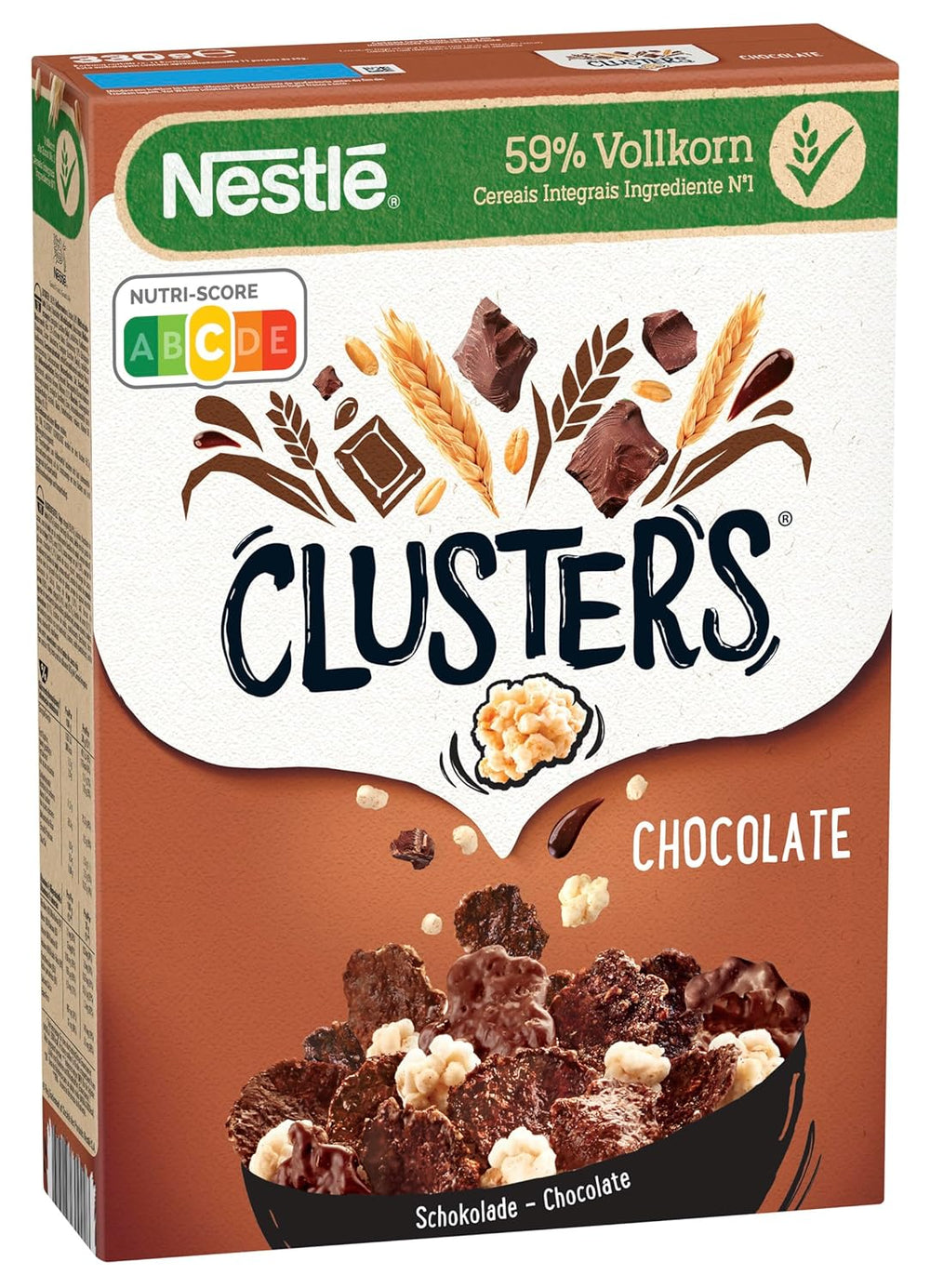 Nestlé CLUSTERS Chocolate, Cerealien aus 59 % Vollkorn, mit Schokolade und Mandeln, enthält Vitamine, Kalzium und Eisen, 1 Packung (1 x 330 g)