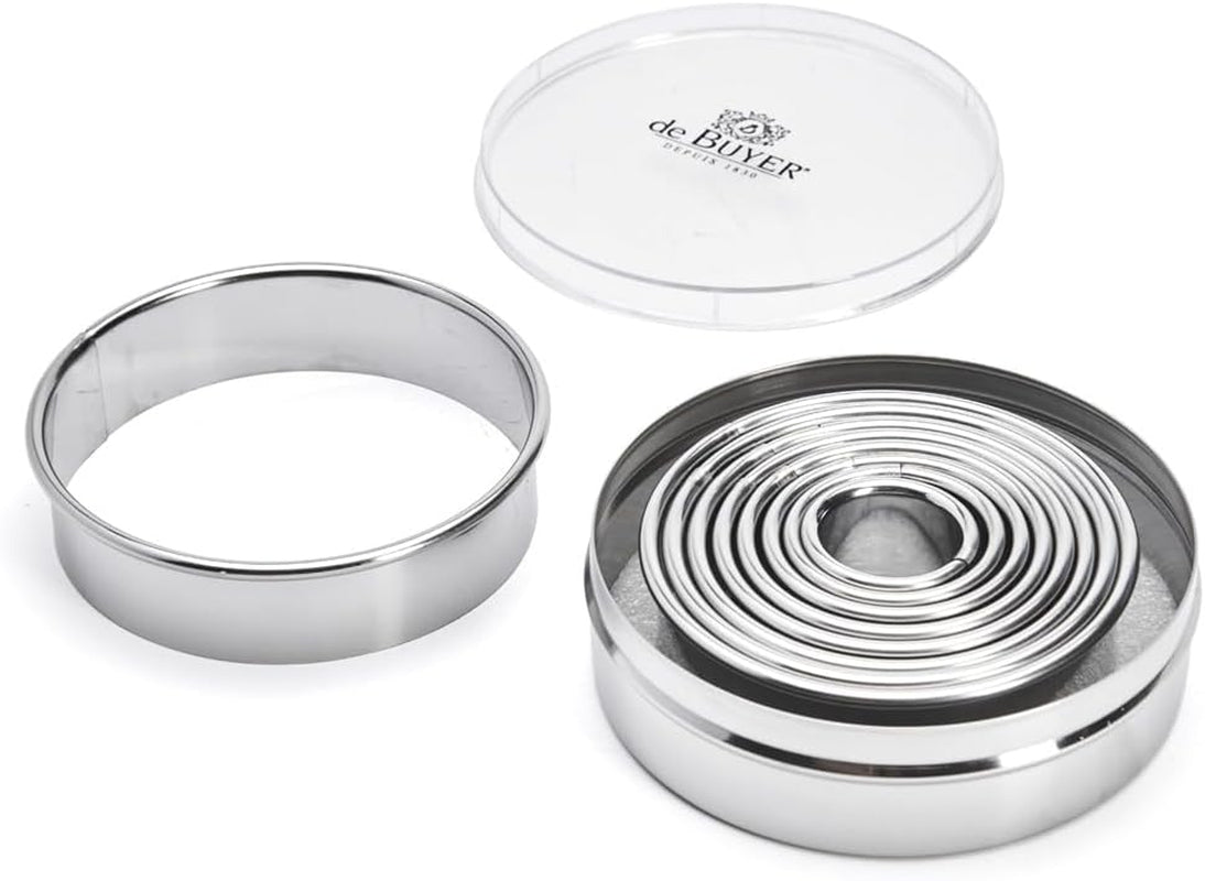 DeBuyer 3323.00N Recipiente cu 9 forme rotunde pentru biscuiți, silicon, gri, 13,2 x 13,2 x 4 cm