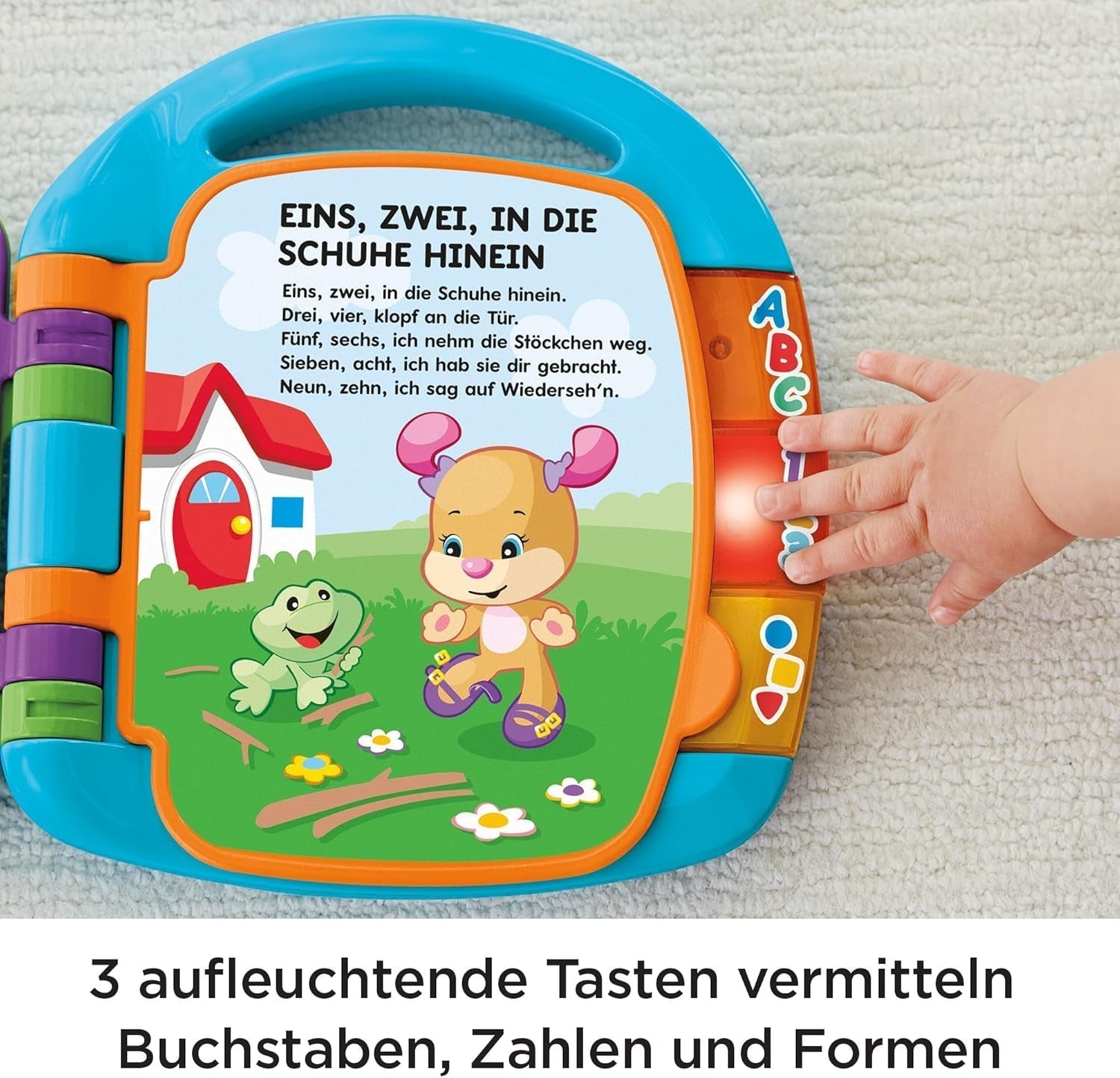 Fisher-Price distracție de învățare, carte de cântece, carte de muzică pentru copii, jucărie muzicală pentru copii, carte electronică pentru copii, de la 6 luni, versiune germană, CDH40 Jucarii Bebe Naty Shop
