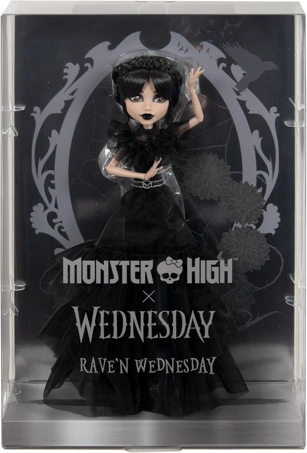 Monster High Wednesday-Puppe, Rave'N Wednesday-Sammelfigur im schwarzen, von der Goth-Tanzbühne inspirierten Kleid, Premium-Zubehör und Puppenständer, HXJ03 Naty Shop Dolls