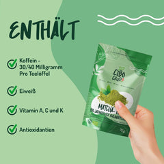 CIBO CRUDO Pudră Matcha Bio 75 g – Ceai verde Matcha japonez pentru prăjituri, înghețată sau deserturi