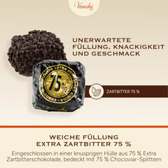 Venchi – Chocoviar-Würfel 75 % – Pralinen mit „Cuor di Cacao“-Füllung, extra dunkler Schokolade und Chocoviar-Granulat 75 % – 1 kg Großpackung – Vegan – Glutenfrei
