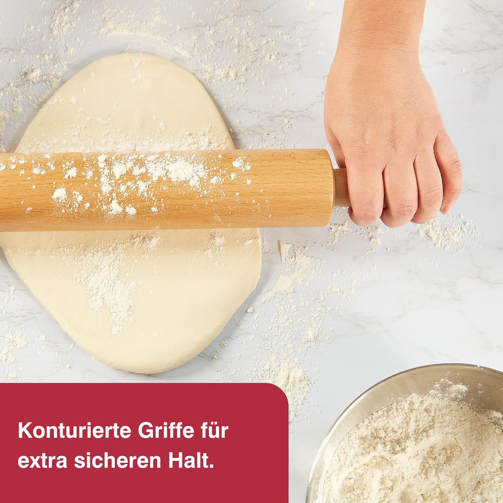 Zyliss E980212 Nudelhol, 47 cm, Holz/Silikon, Rollkuchen/Pizza/Baken/Teig/Mischungen, verantwortungsvoll angebautes Holz, Gewicht sorgt für gejämiges Rollen