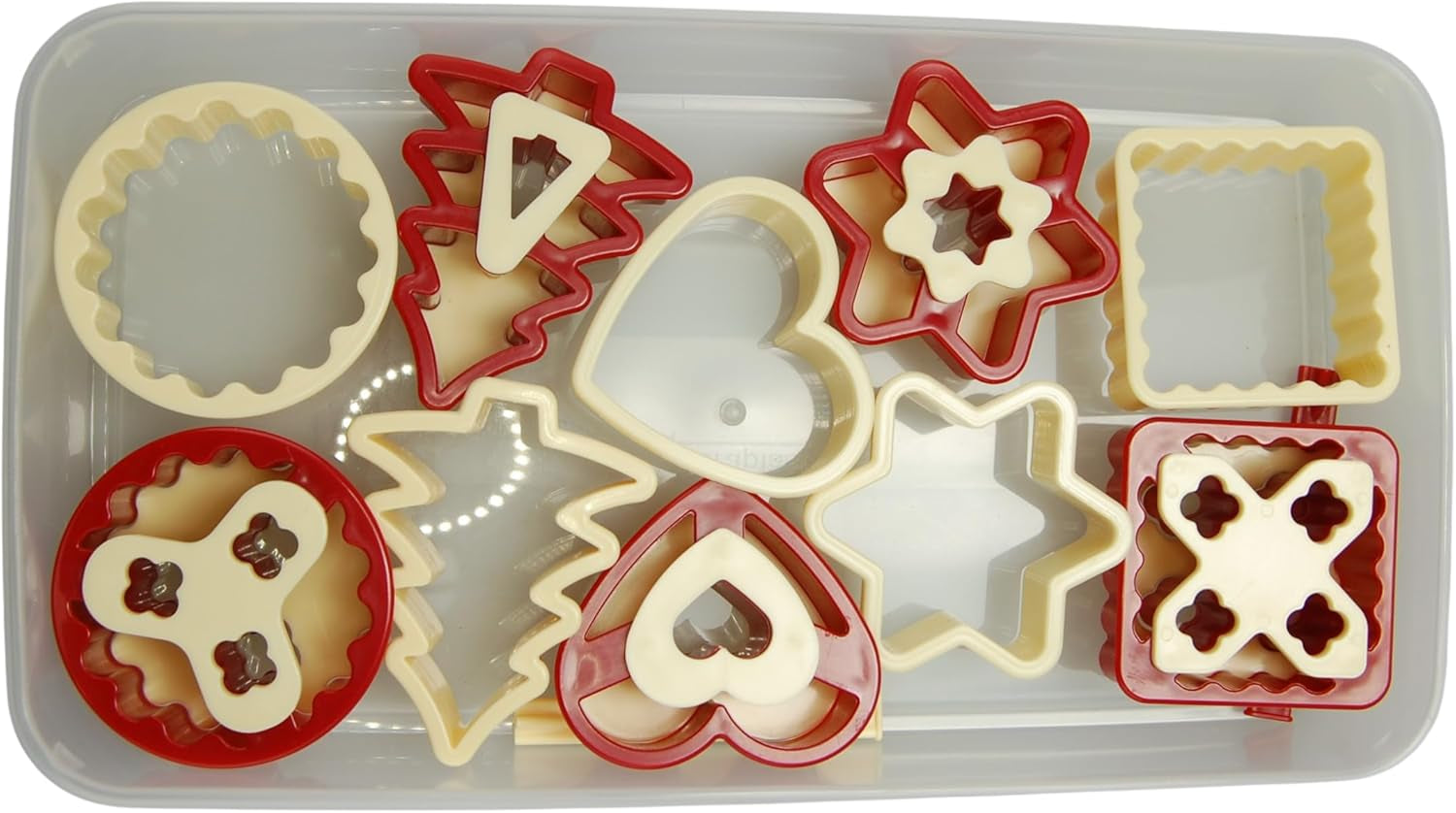 Set de forme pentru biscuiți GSD Household Appliances Linzer, plastic, bej/roșu, pachet de 1