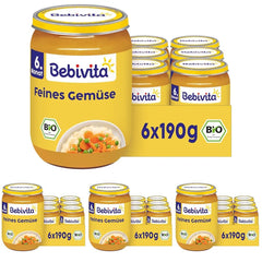 Bio-Feingemüse (6 x 190 g), ab 6 Monaten, ohne Salzzusatz, das ideale Gemüseglas zum Einstieg in die Beikost (4er-Pack)