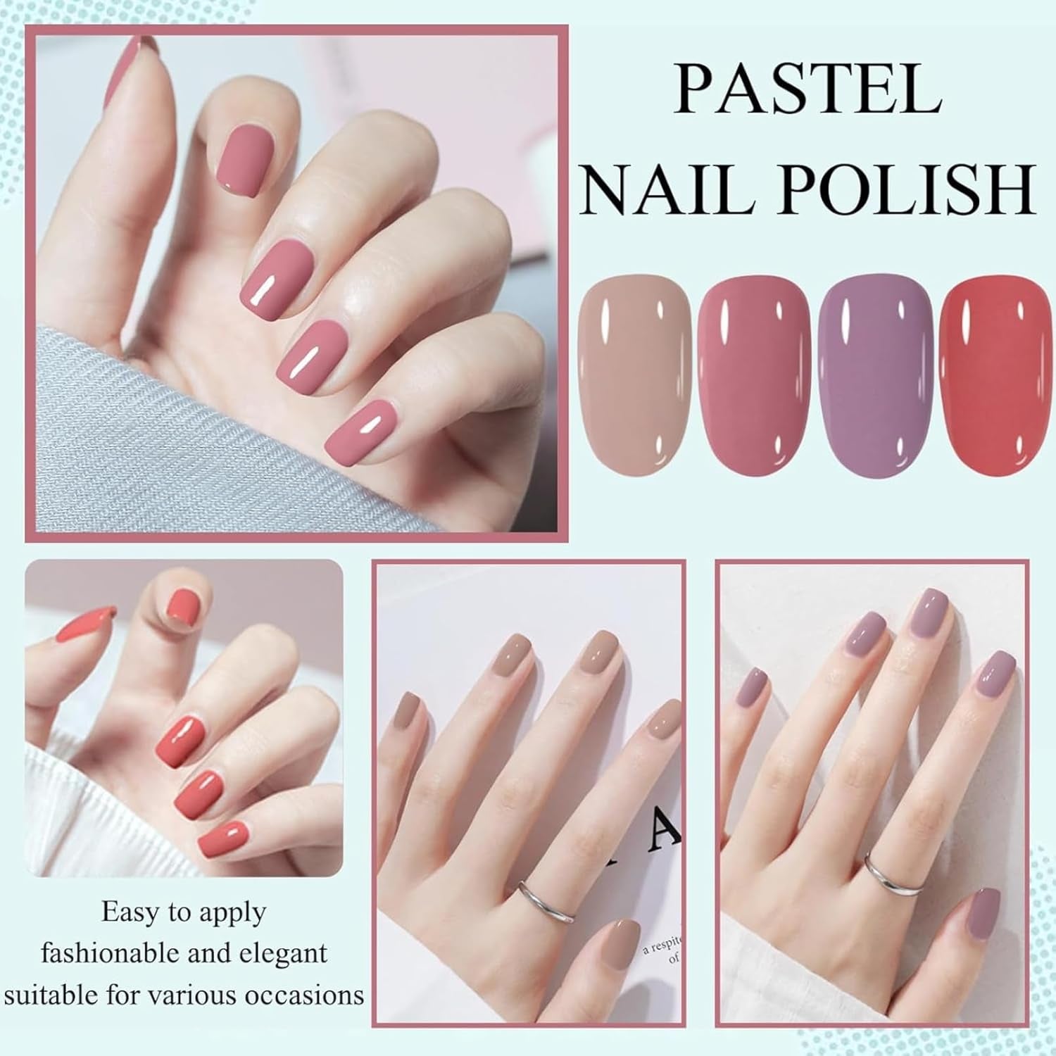 4-teiliges Nagellack-Set – schnell trocknender, langlebiger Nagellack auf Wasserbasis – DIY-Nageldesign-Nagellack (Nude Normal Style 4-teiliges Set)