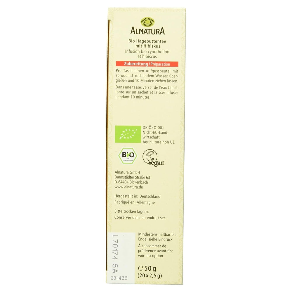 Ceai organic de măceșe cu hibiscus, 20 pliculețe, 50 g