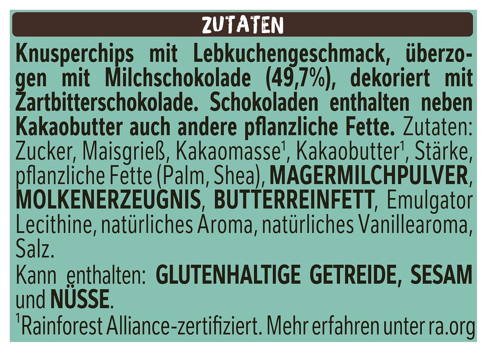 Nestlé Lebkuchen, ein köstlicher und knuspriger Snack mit Lebkuchengeschmack, umhüllt von Milchschokolade und verfeinert mit dekorativen Streifen aus dunkler Schokolade, 4er-Packung (1 x 115 g)