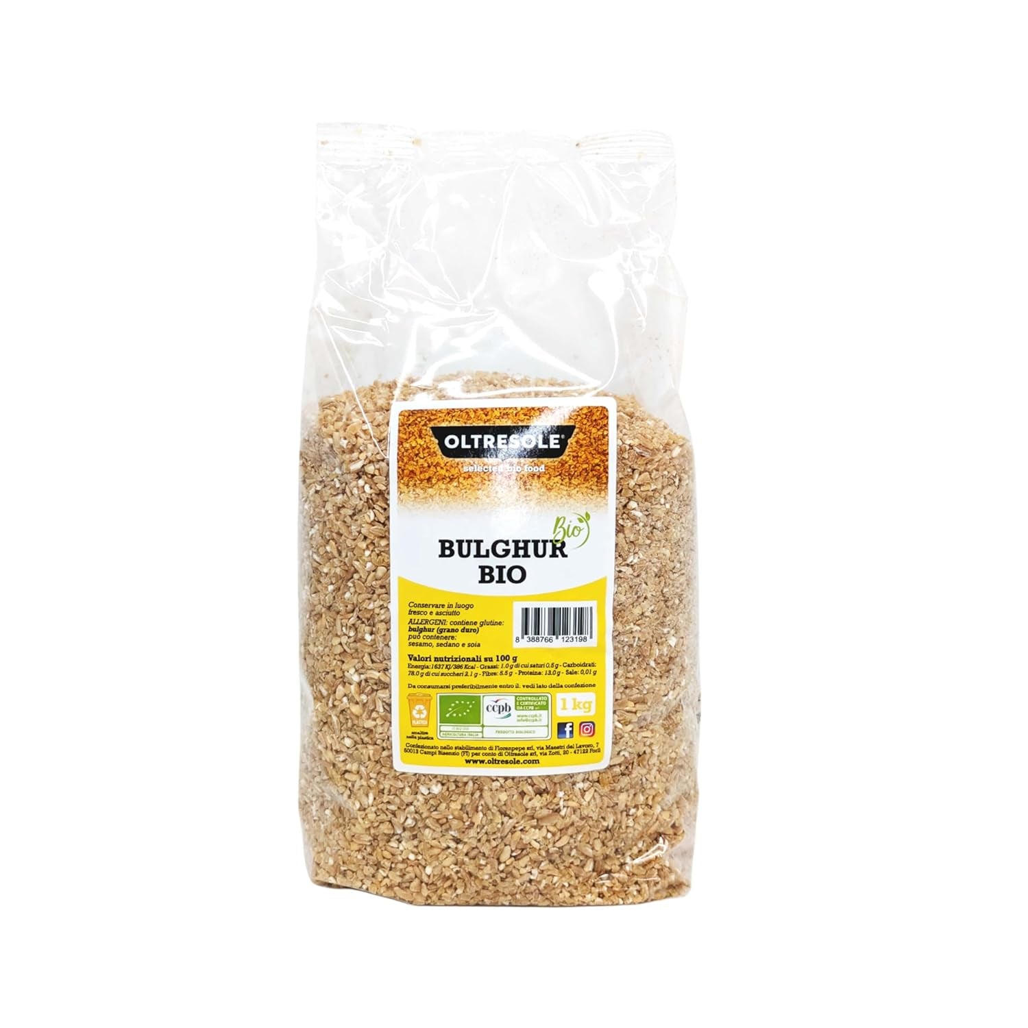 Italienischer Bio-Bulgur 5 kg, Vollkorn, Hartweizen, Weizenschrot, ideal für die Zubereitung von Taboulé und orientalischen Gerichten, praktisches Format