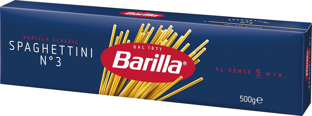 Pasta Barilla Classic Spaghettini Nr. 3 hochwertiger Hartweizen, immer al dente (1 x 500 g)
