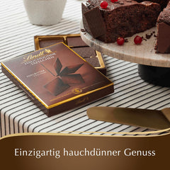 Lindt Chocolate Ultradünne dunkle Schokoladenriegel | 125 g | Ultradünne Tafeln feinster dunkler Schokolade | Besonders dünn und fein | Schokoladengeschenk (1 Packung)