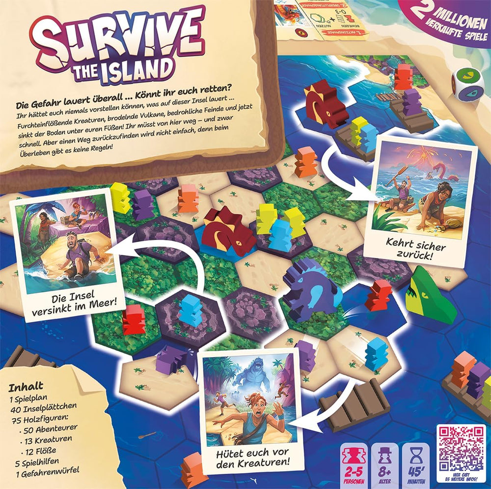 Zygomatic, Survive The Island, Familienspiel, Brettspiel, 2-5 Spieler, ab 8 Jahren, 45 Minuten, Deutsch