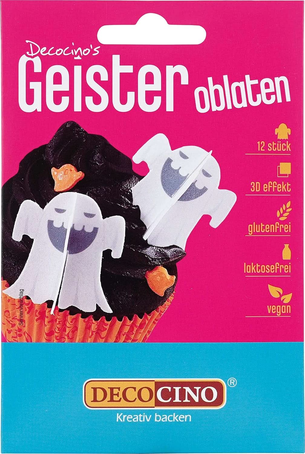 DECOCINO Halloween 3D Spinnennetz essbare Waffeln 12 Stück Streusel Naty Shop Fantome