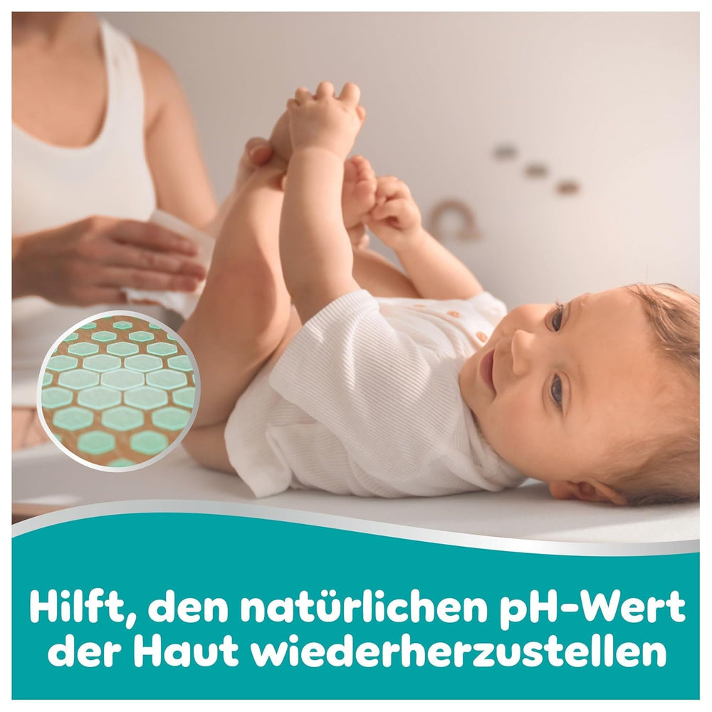 Pampers Baby-Feuchttücher mit 99 % Wassergehalt, 12 Packungen mit je 60 Tüchern = 720 Baby-Feuchttücher, leichte Lotion mit 99 % Wasser