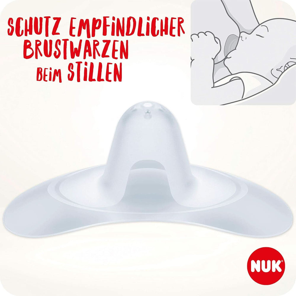 NUK Stillhütten | Brusthütchen Zum Stillen | Schützt vor Wunden Brustwarzen | Dünnes Silikon | Größe M (20 mm) | Inklusive Schutzdose | 2 Stück Babynahrung und Stillzubehör Naty Shop