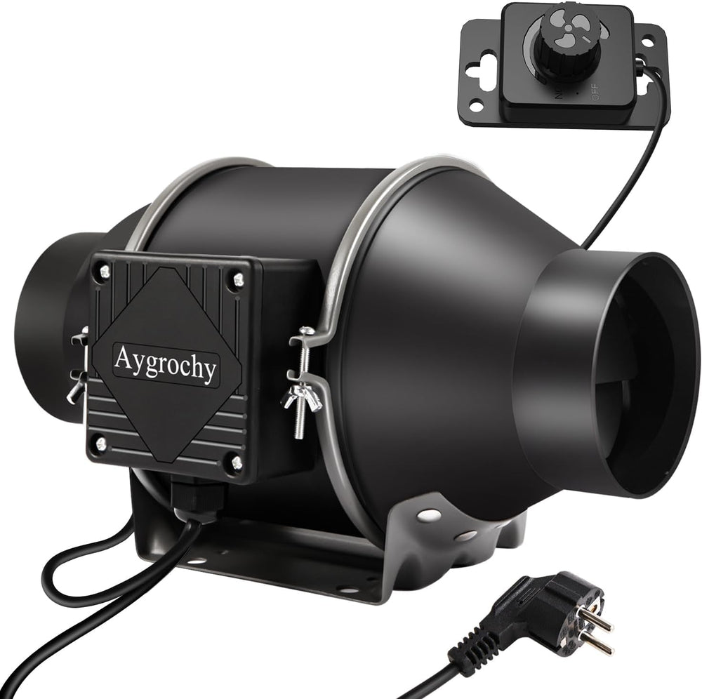 Ventilator de conductă reglabil Aygrochy 200 mm 70 W, ventilator de evacuare cu motor EC pentru încălzire, răcire, boostere, corturi de creștere, hidroponică, uz casnic, ventilație și suflantă de evacuare.