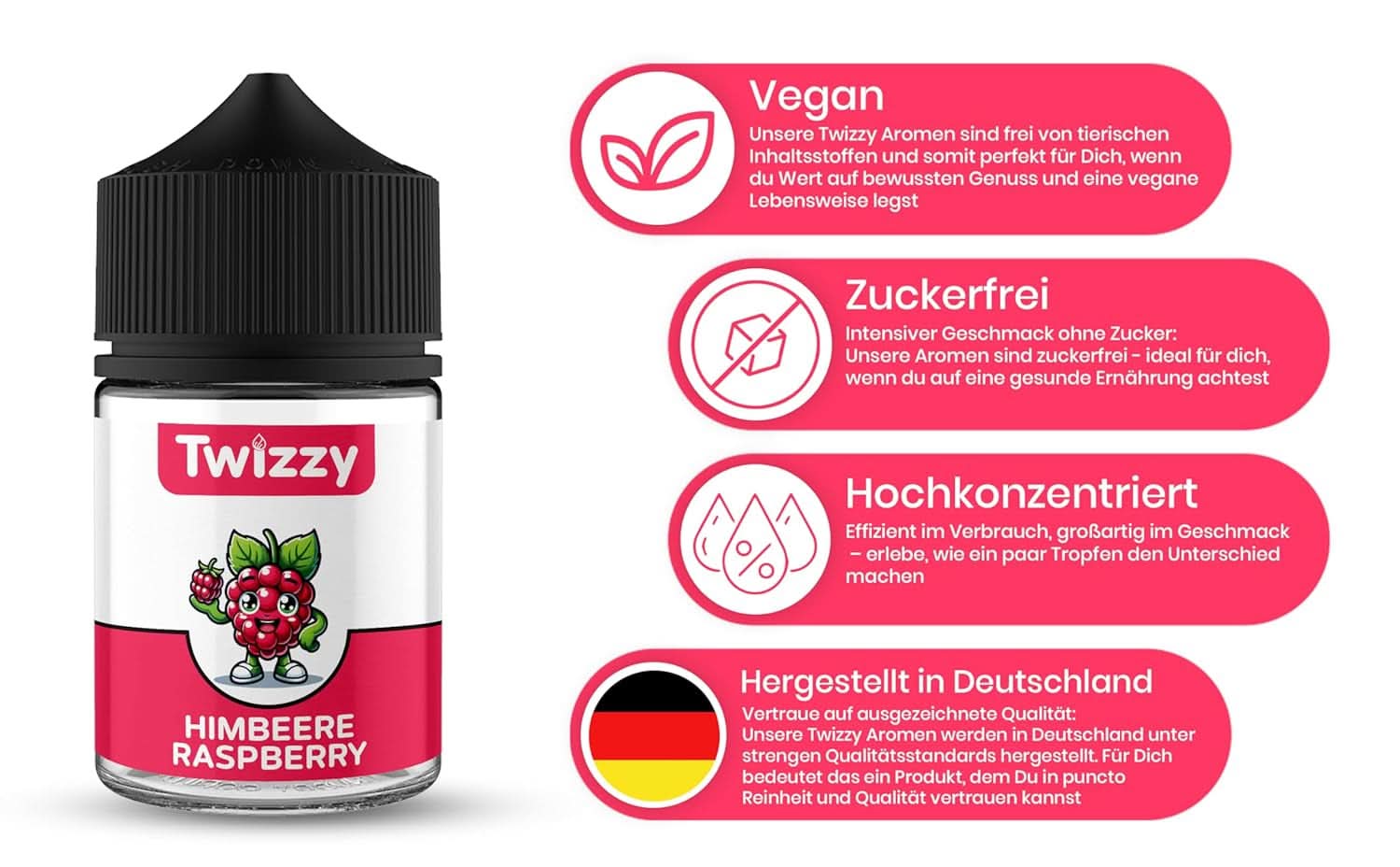 Twizzy, intensiver Himbeergeschmack, 60 Milliliter Arome Naty Shop