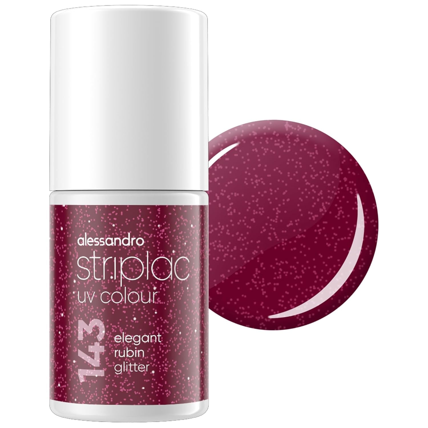 UV-Nagellack alessandro Striplac Elegant Ruby – Zart und langanhaltend – Einfache Entfernung dank Peel-Off-Entfernungstechnologie – Vegan und tierversuchsfrei – 8 ml