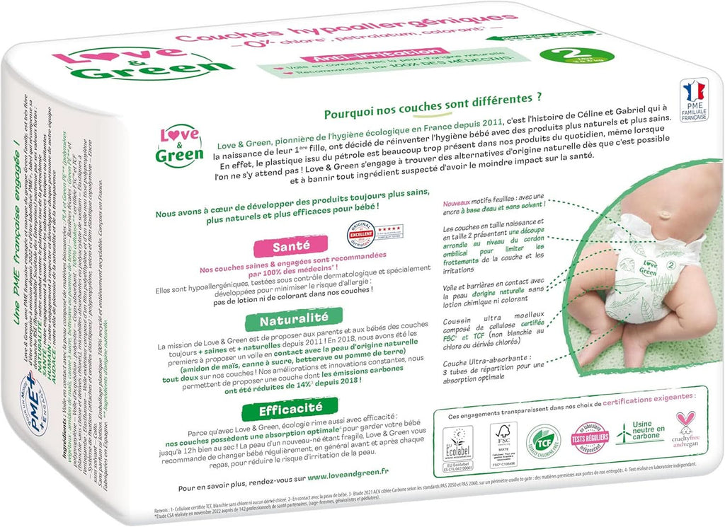 Love & Green, scutece hipoalergenice produse in Elvetia, marimile 1 si 2 Mama si Copilul Naty Shop