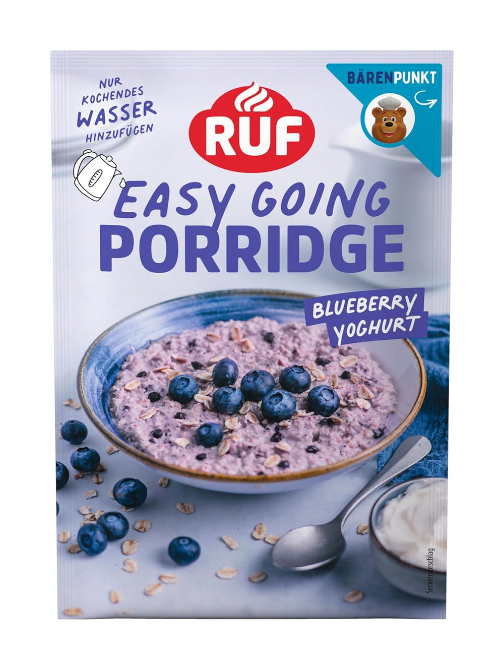 RUF Instant-Haferflocken mit Erdbeeren und Vanille, eine Sommermahlzeit mit Hafer, in 3 Minuten fertig, 1 Beutel x 65 g