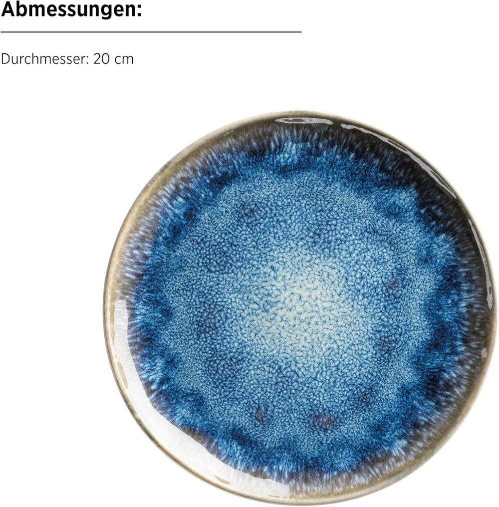 MÄSER 934092 Serie Frozen, Geschirr Set Aus Keramik Für 4 Personen, 16-Teiliges Kombiservice Mit Organischen Formen, Blau Gesprenkeltes Service, Steinzeug, Dunkelblau Tableware Sets Naty Shop