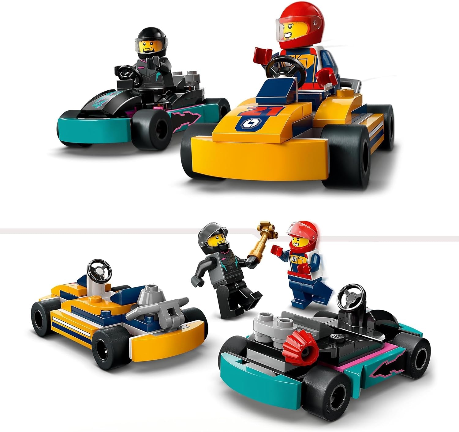 LEGO City Go-Karts mit Fahrern, Set mit 2 Minifiguren, Fahrern und Rennwagen, Spielzeugautos für 5-jährige Jungen und Mädchen, lustiges Geschenk für Kinder 60400 Bausets Besuchen Sie den LEGO-Store