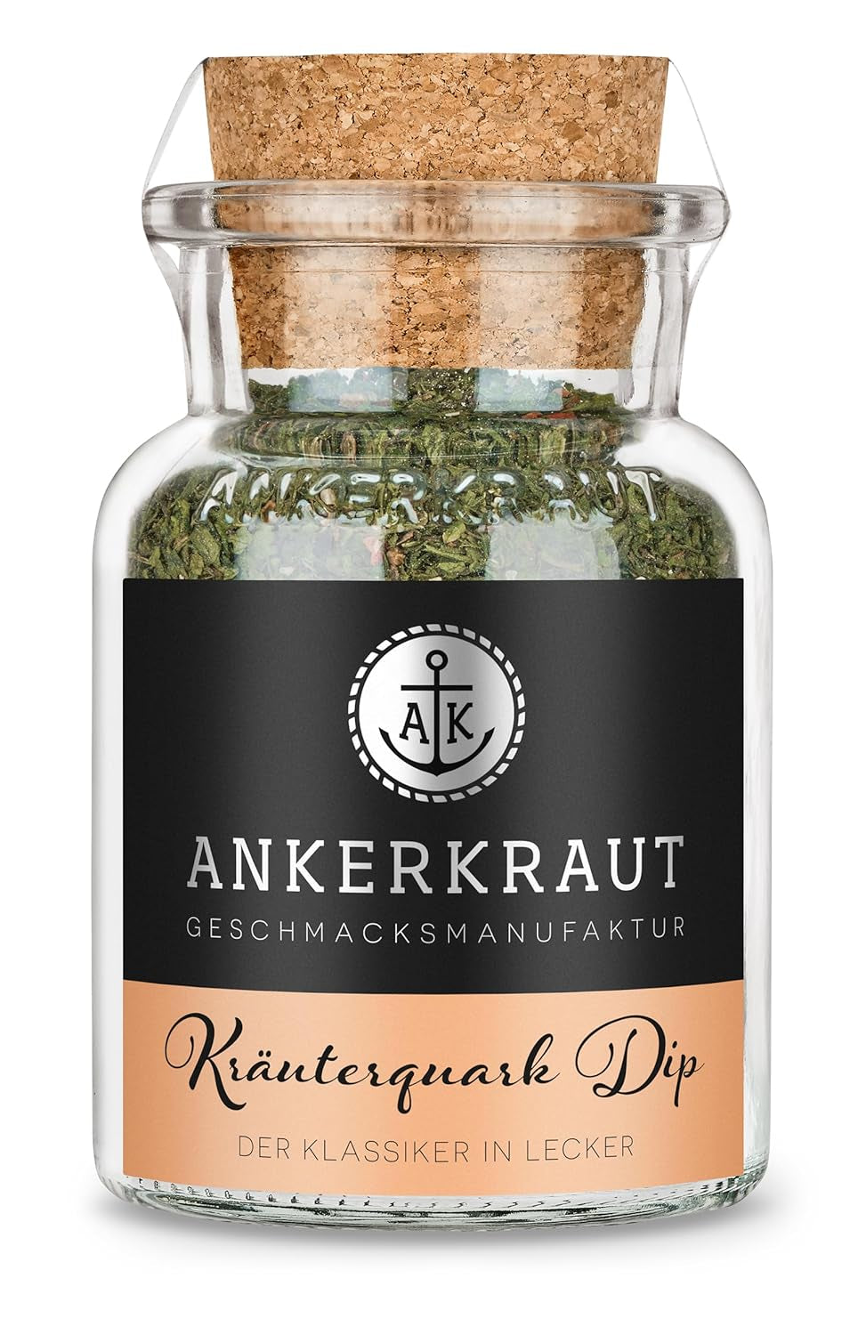 Ankerkraut Kräuterquark Dip, Gewürzmischung für Quark, Ohne Geschmacksverstärker, Premium Qualität, Alternative Joghurt und Soja-Quark, Aufstrich selber machen, 55 g im Korkglas