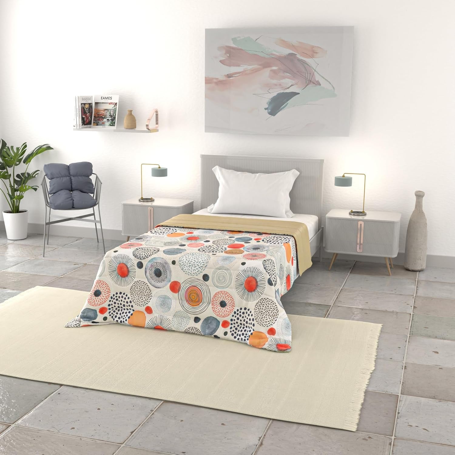 Einfache Sommerdecke, Mikrofaser, Jeansstreifen, 200 x 240 cm. Steppdecken und Steppdecken Naty Shop Acquerello 200 x 240 cm